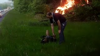 Good Samaritan rescues crash victim from burning vehicle on Interstate 495