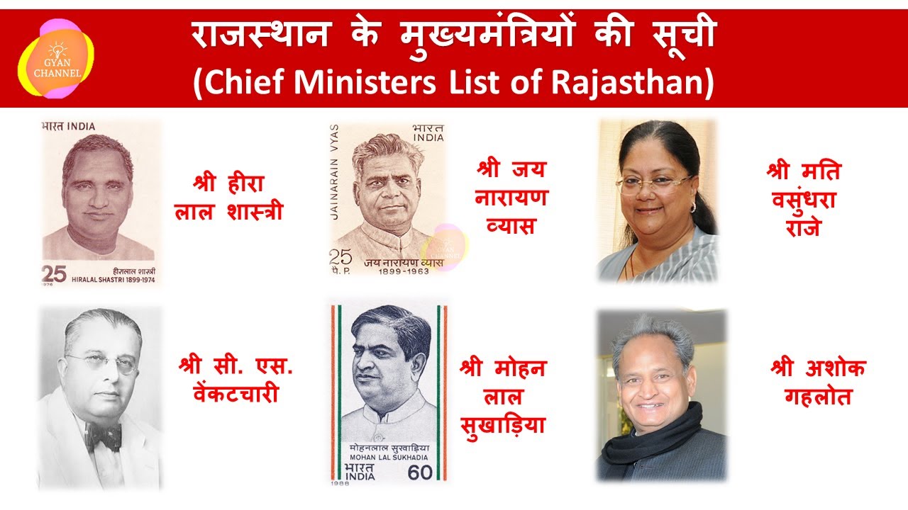 राजस्थान के सभी मुख्यमंत्रियों की सूची (1949 - 2020)। List Of Rajasthan ...