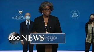 US Ambassador to the UN nominee Linda Thomas-Greenfield speaks