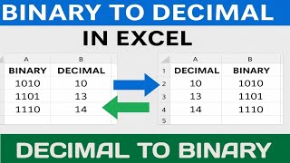 How to Convert Binary to Decimal & Decimal to Binary in Excel | Binary ↔ Decimal Conversion in Excel