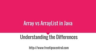 Array Vs ArrayList In Java Video