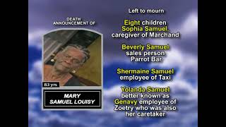 Mary Samuel Louisy ~ Long Obituary