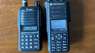 Icom V86 vs Motorola DP4801/XPR7550 Test with Stock vs Signal Stick Antenna 3s points different