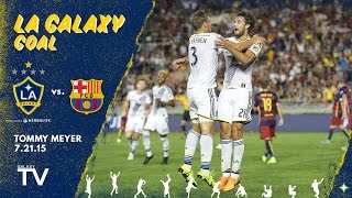 GOAL: Tommy Meyer heads home a late goal against FC Barcelona