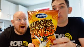 British Guys try New Zealand Snacks // Bluebird BURGER RINGS