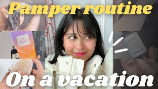 My Pamper routine on a vacation ✨ everything shower/skincare/haircare/bodycare routine 🌸🌻🍀🎀