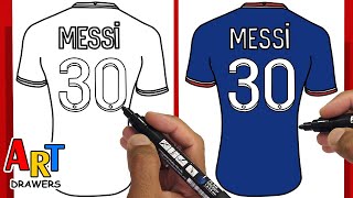 How to Draw MESSI PSG Shirt 30 I Champions League - Lionel Messi