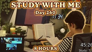 🔴LIVE 8 HOUR | Day 260 | study with me Pomodoro | No music, Rain/Thunderstorm sounds