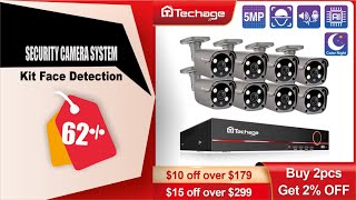 Techage 8CH 5MP HD POE CCTV Security Camera System Home Video Surveillance NVR Kit Face Detection