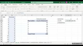 Fair Dice Roll Simulations in Excel