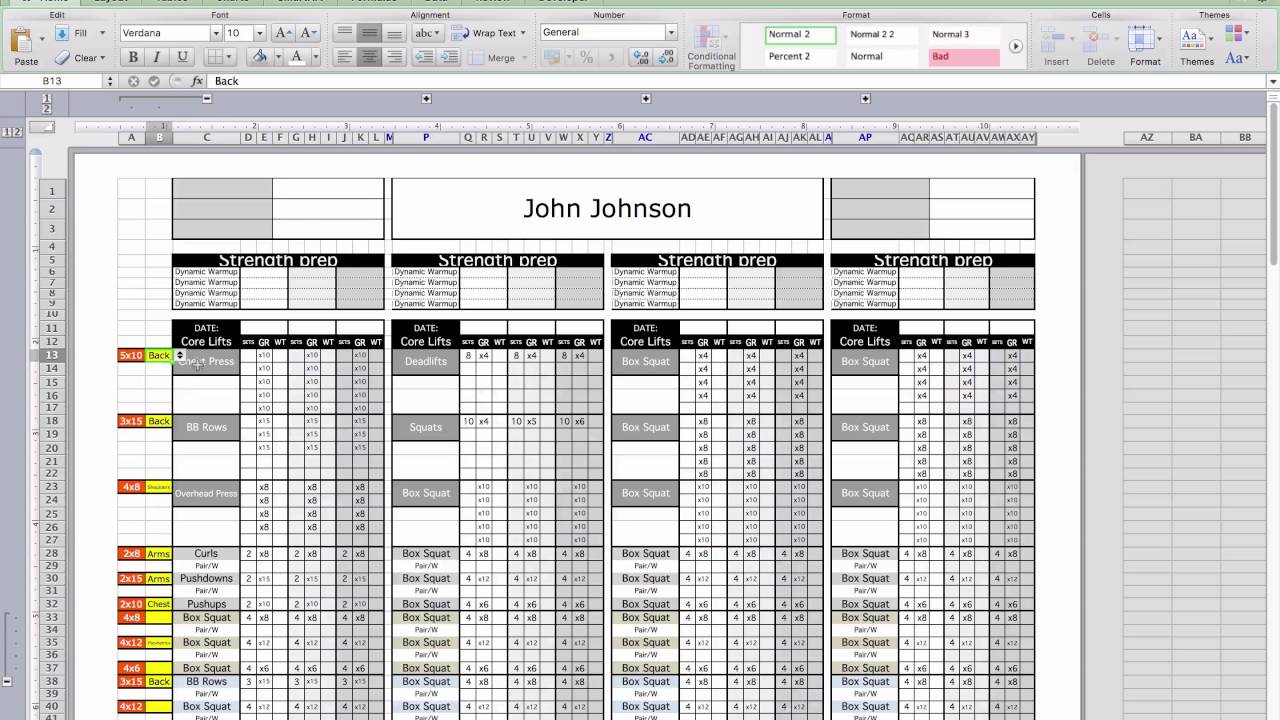 Personal Trainign Excel Templates Using Exercise Lists Youtube