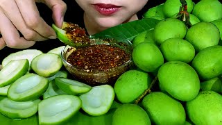 ASMR Sour Mango Eating With Spicy Sauce 🌶🔥खट्टाआम,मसालेदार มะม่วงเปรี้ยวเผ็ด Recipe(Eating Sounds)