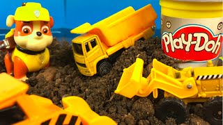 Playdoh Play & Maisto Construction Set Toys with Paw Patrol Rubble Bulldozer Dump Truck
