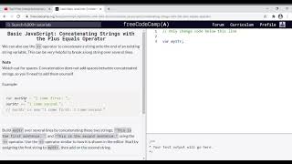 28 - Learn Basic JavaScript Concatenating Strings with the Plus Equals Operator