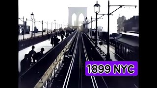 [4K, 50fps] 1899 New York, U.S. - A Ride Across Brooklyn Bridge