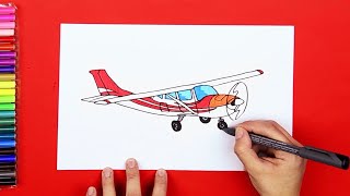 How to draw a Cessna 172 propeller airplane