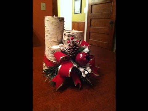 Christmas Centerpiece Making with Birch Logs and Votive Candles Christmas Centerpiece Making with Birch Logs and Votive Candles