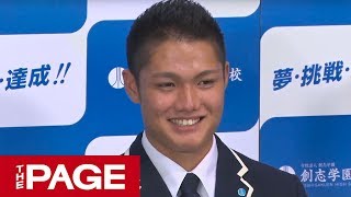 【ドラフト会議2019】阪神が交渉権獲得　岡山・創志学園の西選手が記者会見（2019年10月17日）