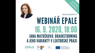 Webinář EPALE - Brainstorming a jeho varianty v lektorské praxi