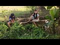 **german expat finished his project while kids are harvesting banana.