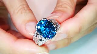 Blue Zircon Ring 10.31 carats by Kat Florence