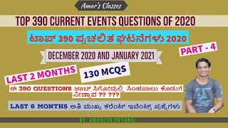 January - 2021 and December 2020 130 MCQs ಕರೆಂಟ್ ಅಫೇರ್ಸ್  Important  Dec 2020 and Jan 2021