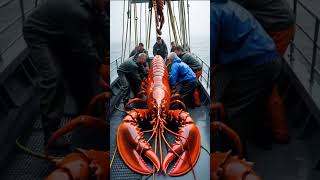 Gigantic Lobster Hoisted at Sea #LobsterCatch #SeaGiants #FishingCrew #OceanExploration