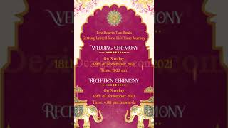Elegant Royal Violet Theme Wedding Invitation Video, Luxurious Wedding Invitation, Telugu, Tamil