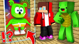What if Scary Gummy Bear Find JJ and Mikey in Minecraft CHallenge @maizenofficial