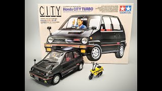 Honda City Turbo with Motocompo Scooter 1/24 Scale Model Kit Build How To Assemble Paint Decal Moped