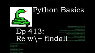 Python Basics Re w\+ Character Findall Method
