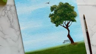 How to draw a view of tree with watercolor | Watercolour art |  #watercolourpainting #watercolourart