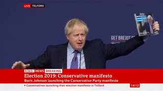 Boris Johnson pledges to get Brexit done at the Conservatives'' manifesto launch