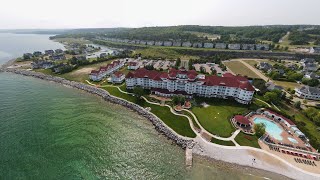 4K drone video showing Bay Harbor and Petoskey, Michigan.