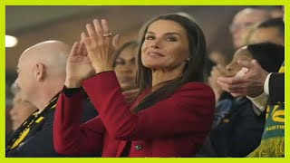 Queen Letizia wows in red as she cheers on Spain at the Women's World Cup final today