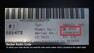 Becker Radio Codes From Serial Number - Find \u0026 Decode Online Today