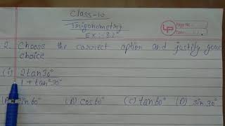 Choose the correct option and justify your choice. (i) 2Tan30°/1 + Tan²30°