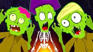 Five Funny Zombies Jumping On The Grave | Zombie Family - Funny Halloween Songs