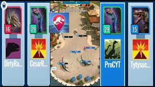 Level 15 \u0026 16 Can beat Gorgotrebax(Jurassic World Alive 2.3) (Doedicurus needs shields every round)