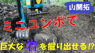 【山開拓】ミニユンボでバカでかい石を掘り出してみたら⁉