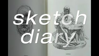 거장의 작품을 따라해보자. 미켈란젤로 피에타 조각상 그려보기sketch diary#6  나의 다이어리에 그림그리기-오늘은 사람 How i draw a my diary...