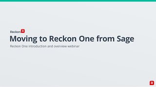 Moving from Sage Business Cloud to Reckon One