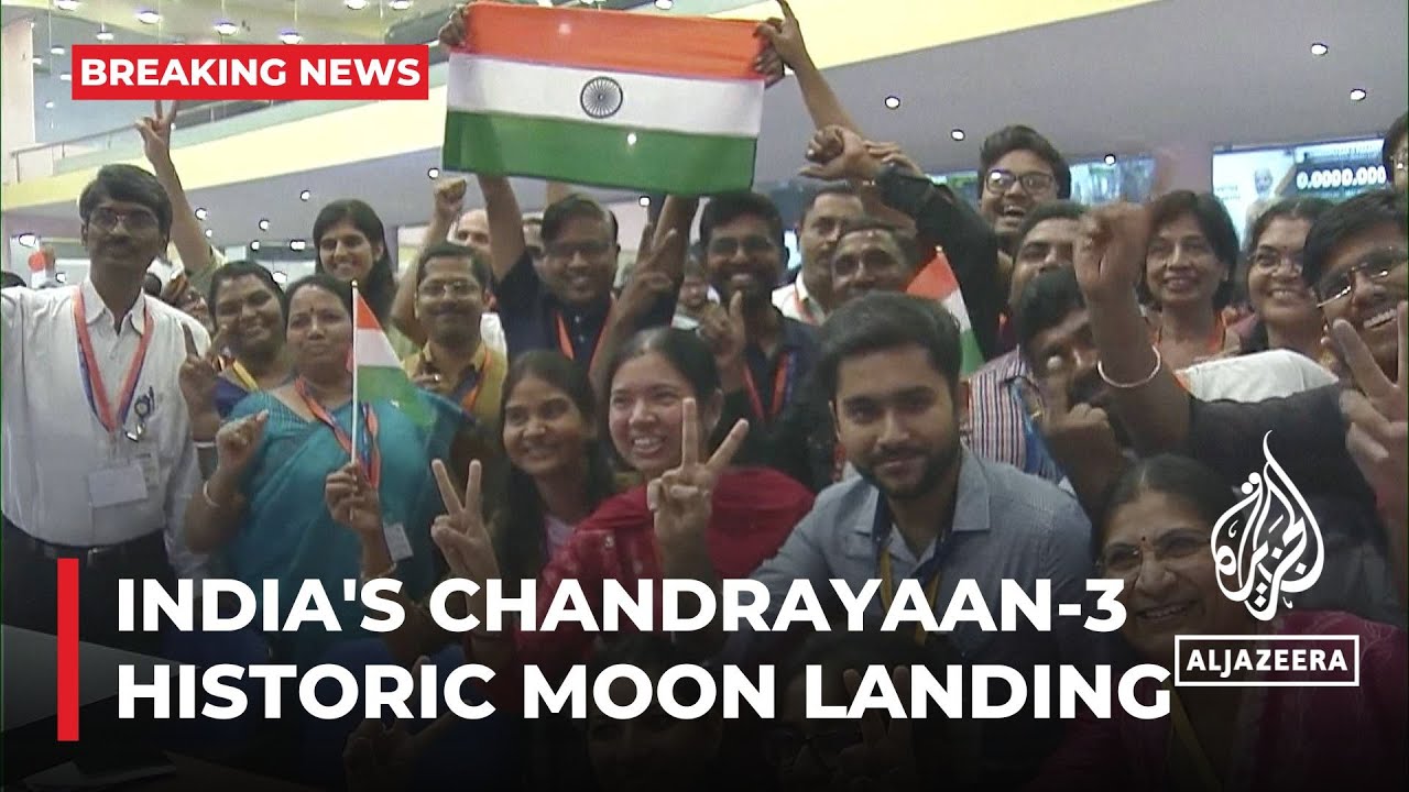 India’s Chandrayaan-3 Makes Historic Landing At Moon’s South Pole - YouTube