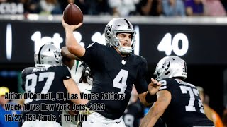 Aidan O'Connell Week 10 Every Drop-back, Pass and Run Las Vegas Raiders vs New York Jets NFL 2023