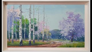 신재흥 21- 228 / 자작나무 숲(birch forest) 나이프로 그리기/ oil painting