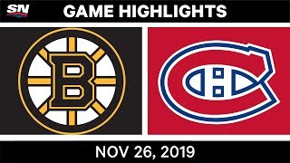 NHL Highlights | Bruins vs. Canadiens – Nov. 26, 2019