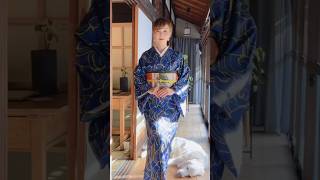 【着付け】普段着物を簡単に着る/ウールのお着物とハンドメイド帯#kimono #着物 ＃ハンドメイド