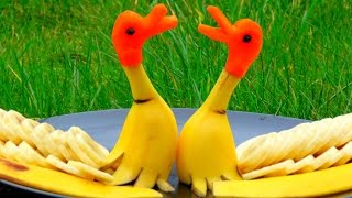 Step By Step: How It's Made Banana Rubber Ducks | Banana Art | Fruit Carving Banana Decoration