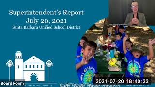July 20 2021 Board of Education Meeting, Santa Barbara Unified School District