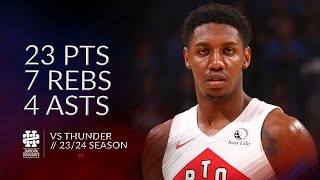 RJ Barrett 23 pts 7 rebs 4 asts vs Thunder 23/24 season